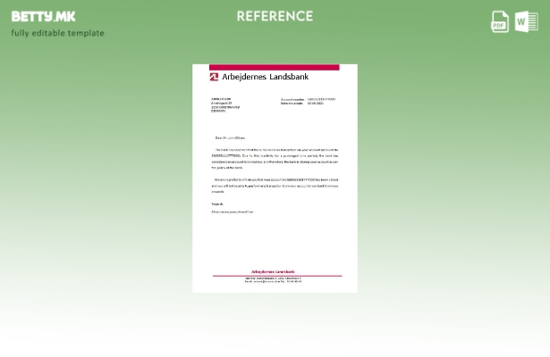 модерен стил Данска Референтен шаблон за затворање Arbejdernes Landsbank